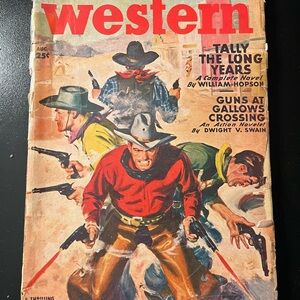 2 Vintage Western Pulp Magazines- Action-Packed Cowboy Adventure Cover Art